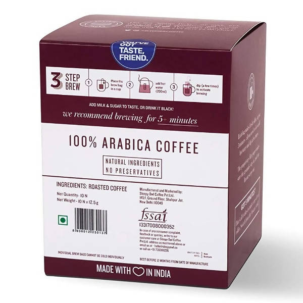 Sleepy Owl Coffee Dark Roast Hot Brew Bags - Pack of 1 - 10 Bags